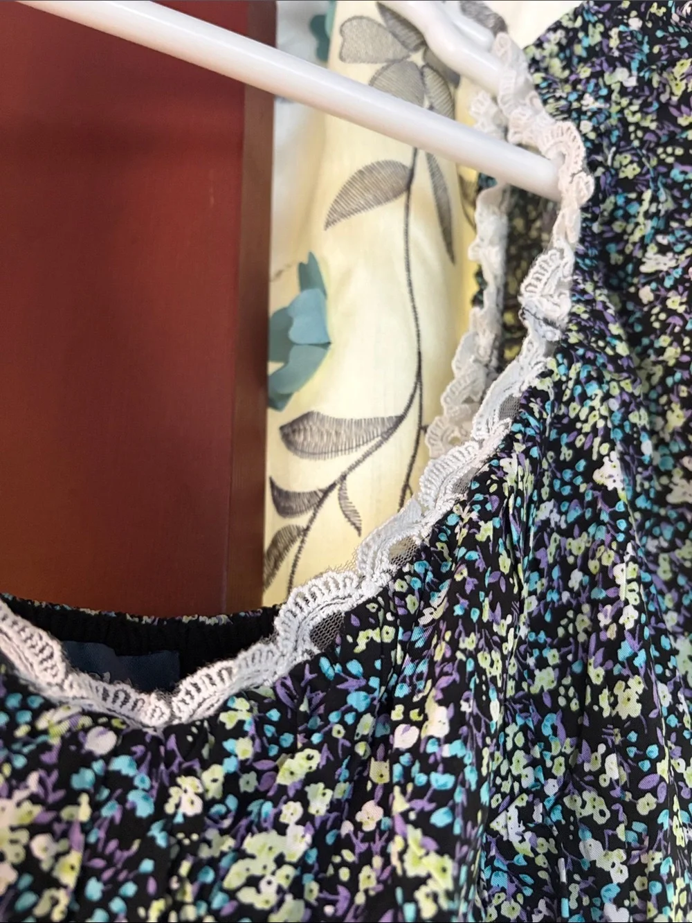 Modcloth Navy Floral Puff-Sleeve Midi Dress - Picture 3 of 7
